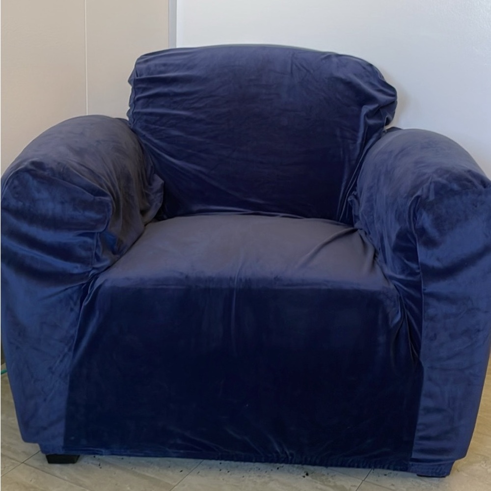 Navy blue velvet chair cover